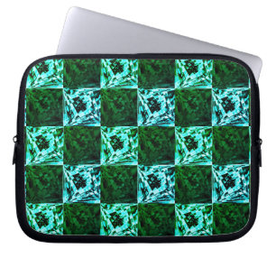 Housse Pour Ordinateur Portable Échecs ou cyan vert et bleu ciel, avec rectangle
