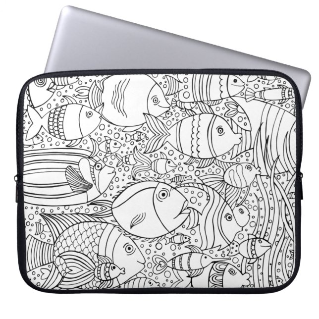 Housse Pour Ordinateur Portable École inspirée des poissons (Devant)