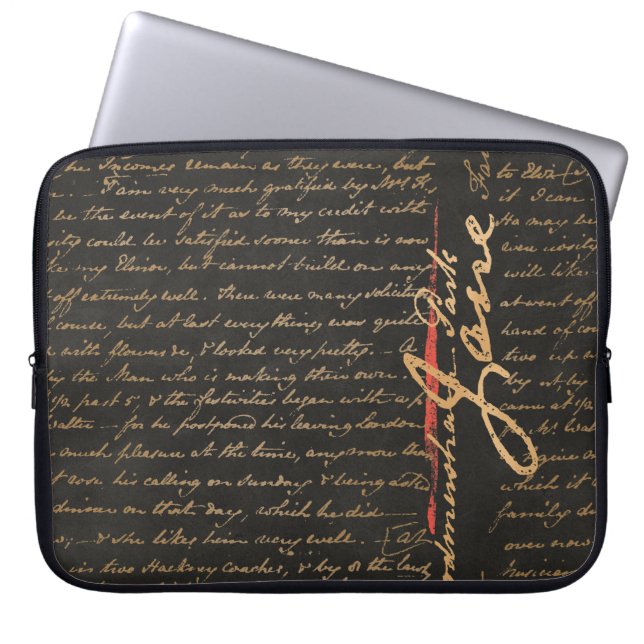 Housse Pour Ordinateur Portable Écriture manuscrite Jane Austen Manche Ordinateur  (Devant)