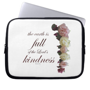 Housse Pour Ordinateur Portable Écriture, Psaume 33, Roses blanches et roses