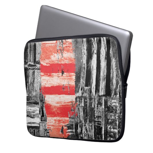 Housse Pour Ordinateur Portable Electronics Bag – Red Pulse Abstract Design (devant gauche)