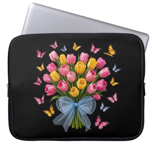 Housse pour ordinateur portable Élégance Tulipe & (Devant)
