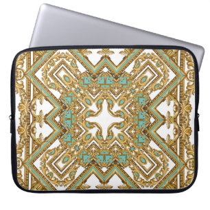 Housse Pour Ordinateur Portable Elégant baroque doré, design ornemental.