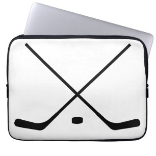 Housse Pour Ordinateur Portable Élégant bâton de hockey noir et blanc et canard