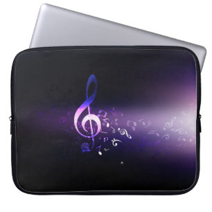Housse Pour Ordinateur Portable Élégant Bright Purple Music Notes Arrière - pla