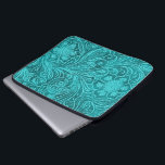Housse Pour Ordinateur Portable Elégant Cuir Turquoise Look Fleurs Embossées<br><div class="desc">Elégant look bleu turquoise,  vintage et orné de cuir avec des fleurs en relief pour les manches d'ordinateur portable. Disponible sur d'autres produits et peut être demandé pour n'importe quel des produits offerts à Zazzle.</div>