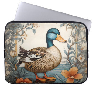 Housse Pour Ordinateur Portable Élégant Cute Plump Canard Vintage Floral