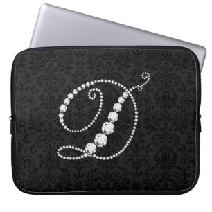 Housse Pour Ordinateur Portable Élégant D Diamants D Étincelants - Monogramme
