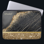 Housse Pour Ordinateur Portable Élégant élégant Parties scintillant or Sequins Mar<br><div class="desc">Elégante parties scintillant dorée paillettes sur marbre noir arrière - plan.</div>