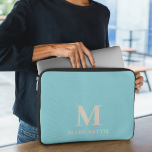Housse Pour Ordinateur Portable Élégant Manchon de portable Monogramme bleu