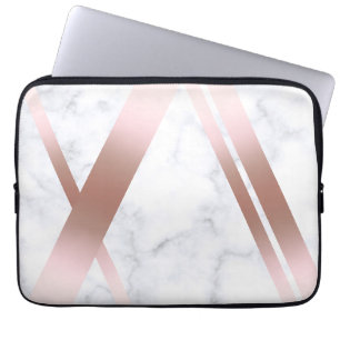 Housse Pour Ordinateur Portable Élégant marbre blanc d'or rose à poutres