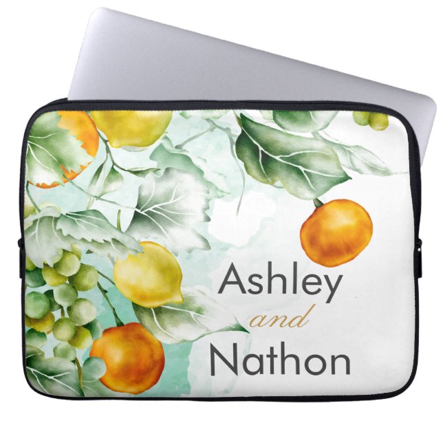 Housse Pour Ordinateur Portable Elégant Mariage d'été fleuri & Fruits (Devant)