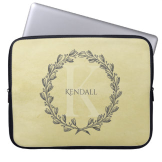 Housse Pour Ordinateur Portable Élégant monogramme de couronne | jaune