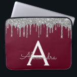 Housse Pour Ordinateur Portable Élégant Monogramme de Parties scintillant argentée<br><div class="desc">Faux Bourgogne et Argent Déchirant Parties scintillant Fille moderne et élégant et Éclairé Coque Monogramme Élégant. Ce coque peut être customisé pour inclure votre nom initial et prénom.</div>