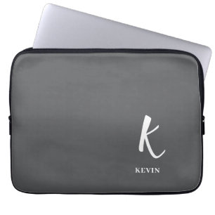 Housse Pour Ordinateur Portable Élégant Monogramme gris
