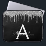 Housse Pour Ordinateur Portable Élégant Monogramme Parties scintillant d'argent no<br><div class="desc">Faux Noir et Argent Déchirant Moderne et Élégante Parties scintillant Fille et Élégant Coque Monogramme Élégant Épargne. Ce coque peut être customisé pour inclure votre nom initial et prénom.</div>