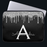 Housse Pour Ordinateur Portable Élégant Monogramme Parties scintillant d'argent no<br><div class="desc">Faux Noir et Argent Déchirant Moderne et Élégante Parties scintillant Fille et Élégant Coque Monogramme Élégant Épargne. Ce coque peut être customisé pour inclure votre nom initial et prénom.</div>
