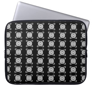 Housse Pour Ordinateur Portable Élégant motif circulaire noir et gris argenté