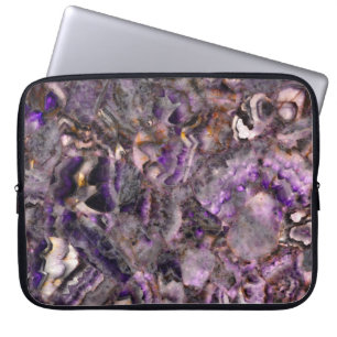 Housse Pour Ordinateur Portable Elégant motif en marbre de pierre de quartz violet