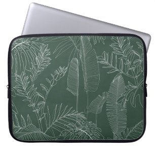 Housse Pour Ordinateur Portable Élégant motif sans soudure avec lin à main verte