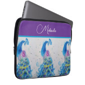 Housse Pour Ordinateur Portable Elégant Peacock Aquarelle Peinture Bleue (Devant droit)