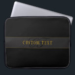 Housse Pour Ordinateur Portable Elegant Script Monogram Black & Gold<br><div class="desc">Elegant looking monogram design,  customize as you like!</div>