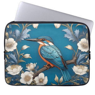 Housse Pour Ordinateur Portable Élégant turquoise Kingfisher Bird Floral