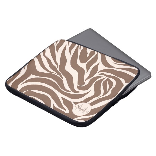 Housse Pour Ordinateur Portable Elégant Zebra Mocha Motif (Devant haut)