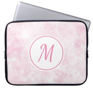 Housse Pour Ordinateur Portable Elégante Aquarelle rose Stylé Monogramme Personnal