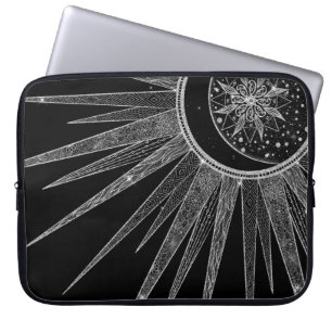 Housse Pour Ordinateur Portable Elégante conception en noir de la lune de soleil