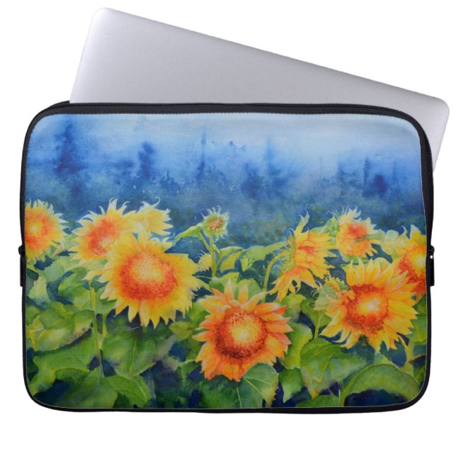 Housse Pour Ordinateur Portable Elégante couche de tournesol aquarelle (Devant)