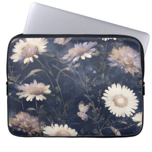 Housse Pour Ordinateur Portable Elégante couleur blanche florale et papillon iPa