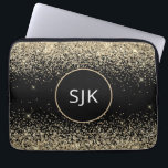 Housse Pour Ordinateur Portable Élégante fille moderne or noir Parties scintillant<br><div class="desc">Parties scintillant Gold et Black Faux et Élégant Parkle Monogrammed Initials Coque. Ce coque peut être customisé pour inclure votre nom initial et prénom.</div>