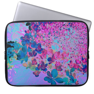 Housse Pour Ordinateur Portable Élégante Hydrangea Limelight Bleu foncé et Magenta