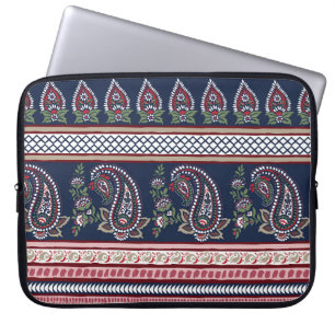 Housse Pour Ordinateur Portable Elégante Marine Paisley : Conception des frontière