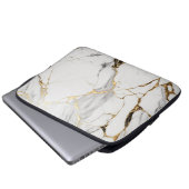 Housse Pour Ordinateur Portable Elégante pierre de marbre abstrait noir et blanc (Devant bas)