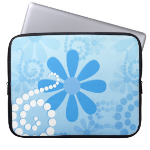 Housse Pour Ordinateur Portable Elégante Turquoise Bleu Floral Retro Fleurs margue