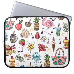 Housse Pour Ordinateur Portable Eléments d'été Vintage Motif sans couture