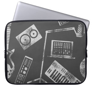 Housse Pour Ordinateur Portable Éléments musicaux : vintage arrière - plan sans so