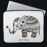 Housse Pour Ordinateur Portable Eléphant Bébé mignon En Diamants Noir Et Brown<br><div class="desc">Joli petit éléphant avec une fleur. Dessin en ligne noire avec diamants bruns (images)</div>