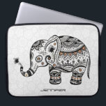 Housse Pour Ordinateur Portable Eléphant Bébé mignon En Diamants Noir Et Brown<br><div class="desc">Joli petit éléphant avec une fleur. Dessin en ligne noire avec diamants bruns (images)</div>