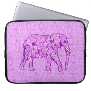 Housse Pour Ordinateur Portable Eléphant fleur - améthyste violet