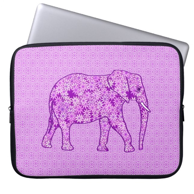 Housse Pour Ordinateur Portable Eléphant fleur - améthyste violet (Devant)