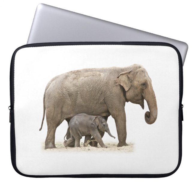Housse Pour Ordinateur Portable Eléphant mère et bébé (Devant)