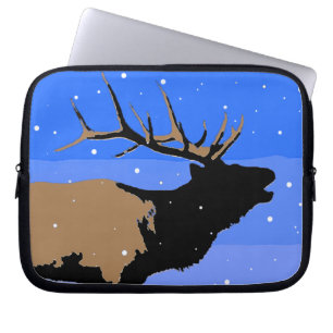 Housse Pour Ordinateur Portable Elk bouillonnant en hiver - Art original de la fau