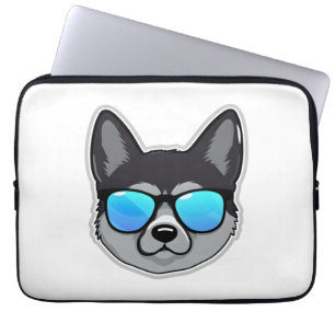 Housse Pour Ordinateur Portable Elkhound norvégien en lunettes de soleil Cool Clas