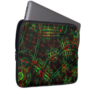 Housse Pour Ordinateur Portable Elliptique détruit, lignes haut flashvert à rouge