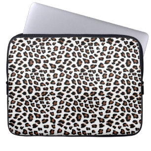 Housse Pour Ordinateur Portable Empreinte de léopard blanc