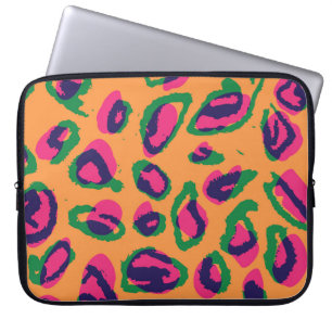 Housse Pour Ordinateur Portable Empreinte de léopard, Motif animal coloré.