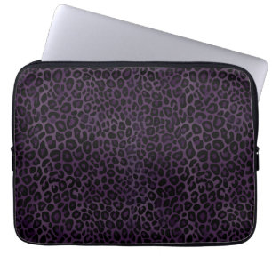 Housse Pour Ordinateur Portable Empreinte de léopard noir violet chic